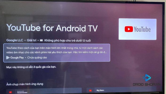 Không cài đặt được ứng dụng Youtube trên Chromecast with Google TV
