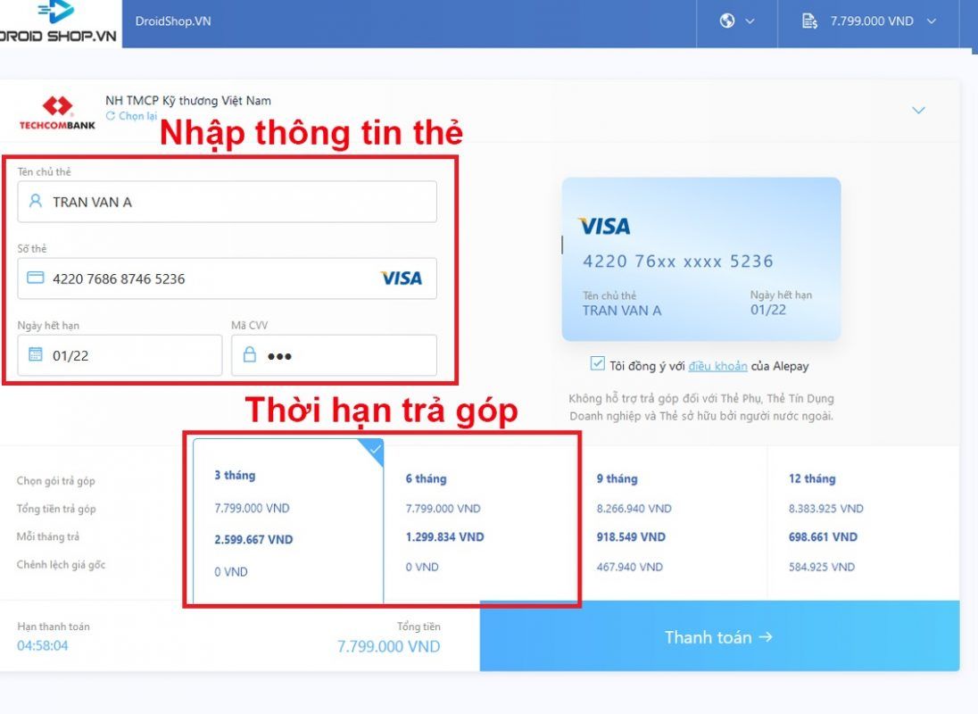 Lựa Chọn Thời Hạn Trả Góp
