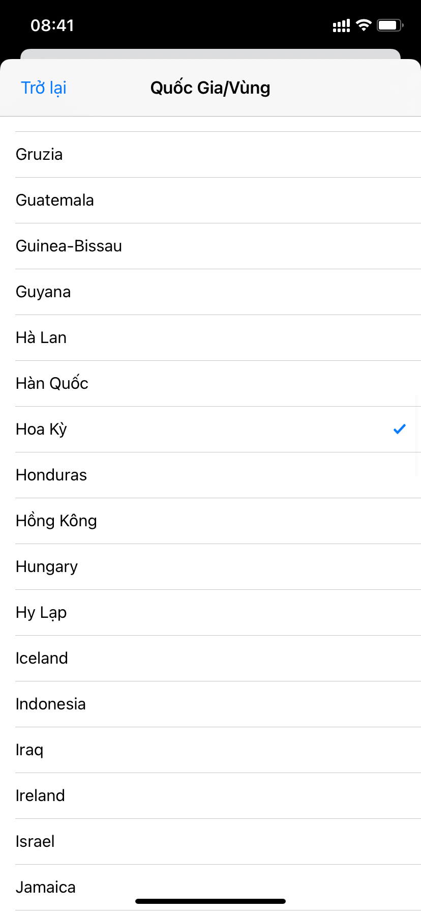 Chọn Quốc Gia Hoa Kỳ
