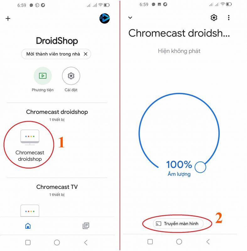 Truyền Màn Hình điện Thoại Lên Chromecast