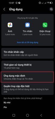 Phần ứng Dụng Mặc định