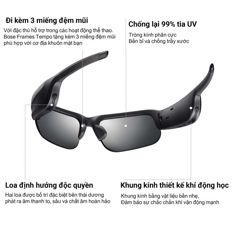 Gọng Kính Bose Frames Tempo được Thiết Kế Chuyên Dụng Cho Hoạt động Thể Thao