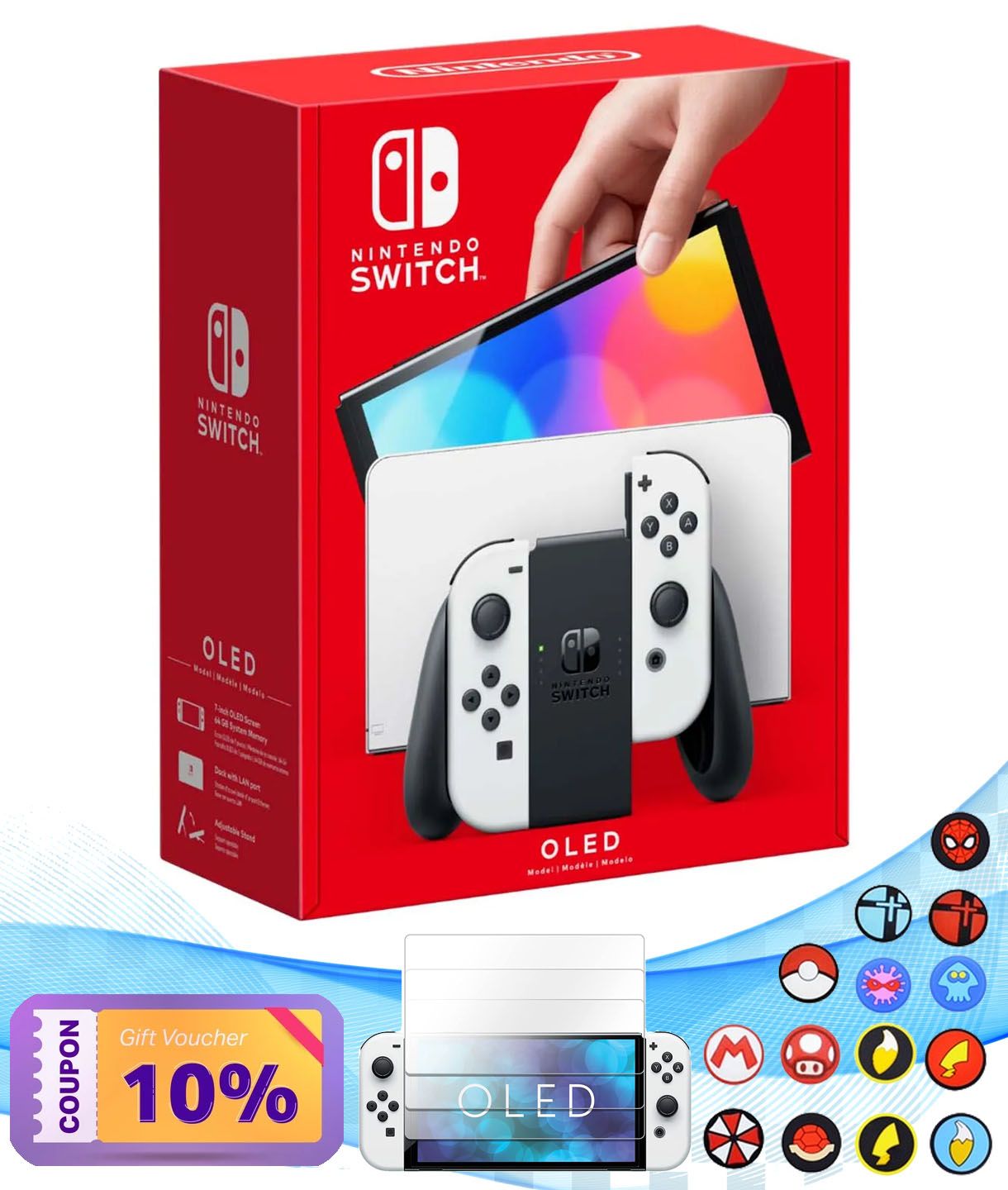 Máy Nintendo Switch White Joycon Kèm Quà Tặng