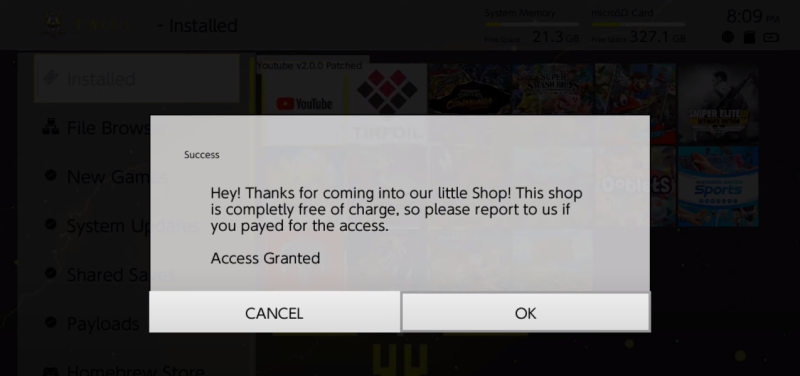 Thông Báo Add Host Pixel Shop Thành Công Trên Tinfoil