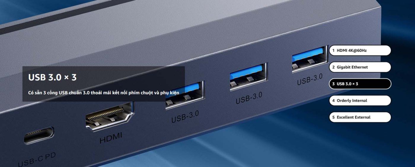 Jsaux Dock Hỗ Trợ 3 Cổng Usb Cho Steam Deck