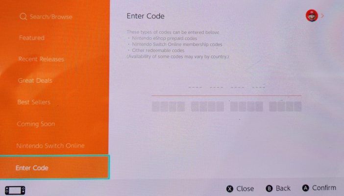 Enter Code Trong Eshop