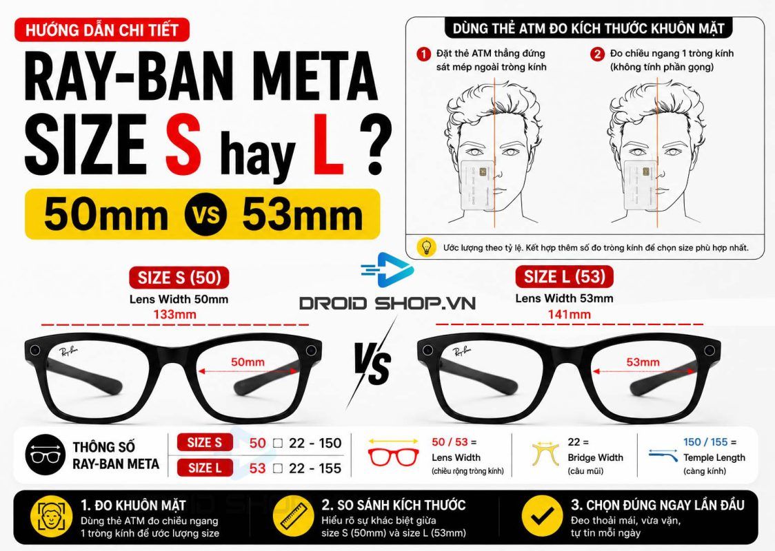 Hướng Dẫn Chọn Size Kính Rayban Meta Wayfarer