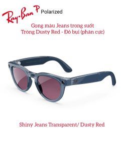 Kính Thông Minh Ray Ban Meta Headliner Shiny Jeans Transparent Dusty Red 1