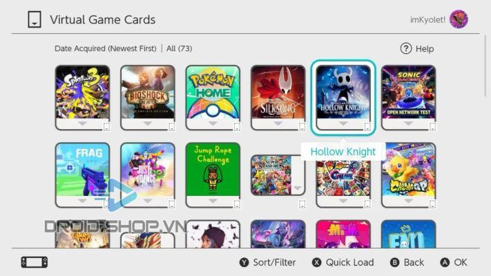 Chọn Game Trong Menu Virtual Game Card
