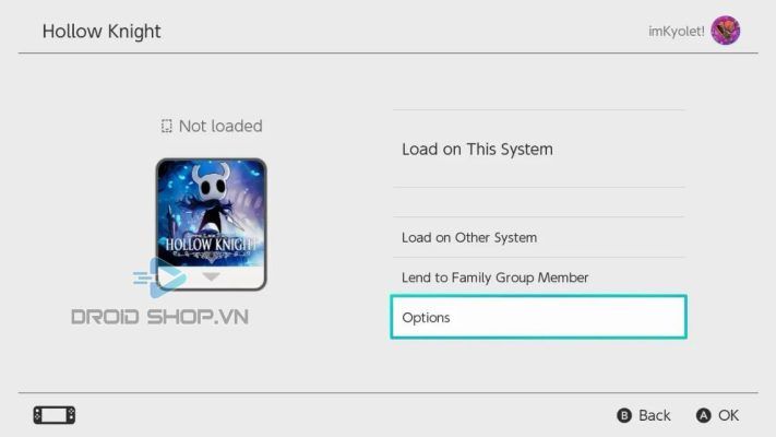 Chọn Mục Options Trong Game đã Chọn