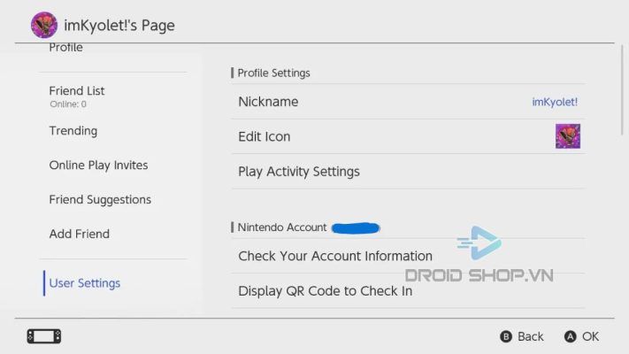 Mục User Settings Trong Phần User