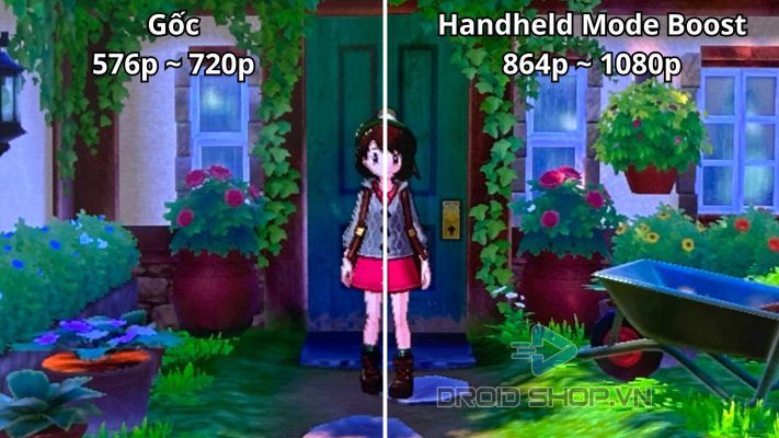 Trước Và Sau Khi Bật Handheld Boost Mode Pokemon Sword