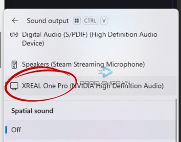 Chọn Thiết Bị Kính Xreal Làm đầu Ra âm Thanh