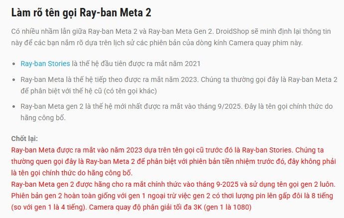 Giải Thích Rayban Meta 2 Và Rayban Meta Gen 2