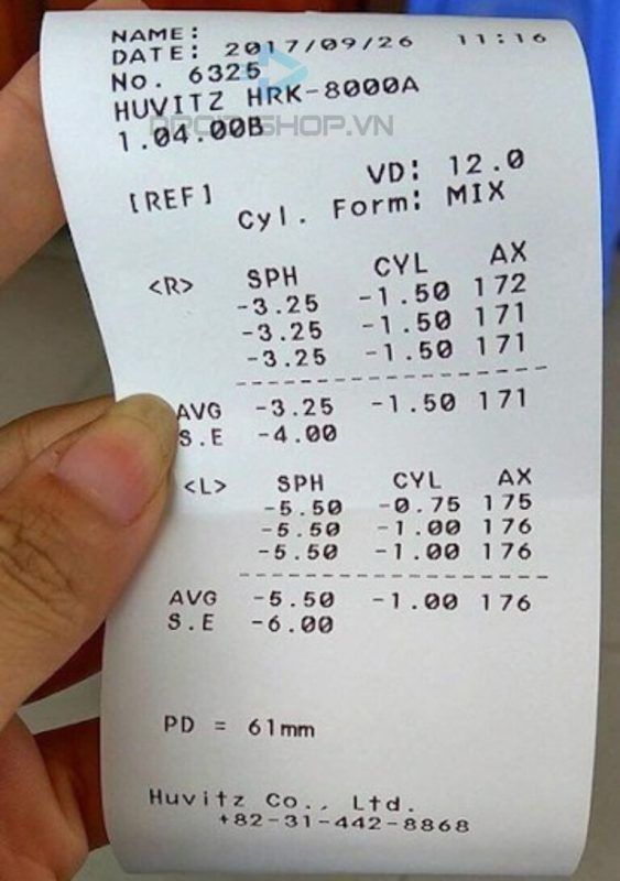 Phiếu đo Mắt Từ Các Cửa Hiệu Kính