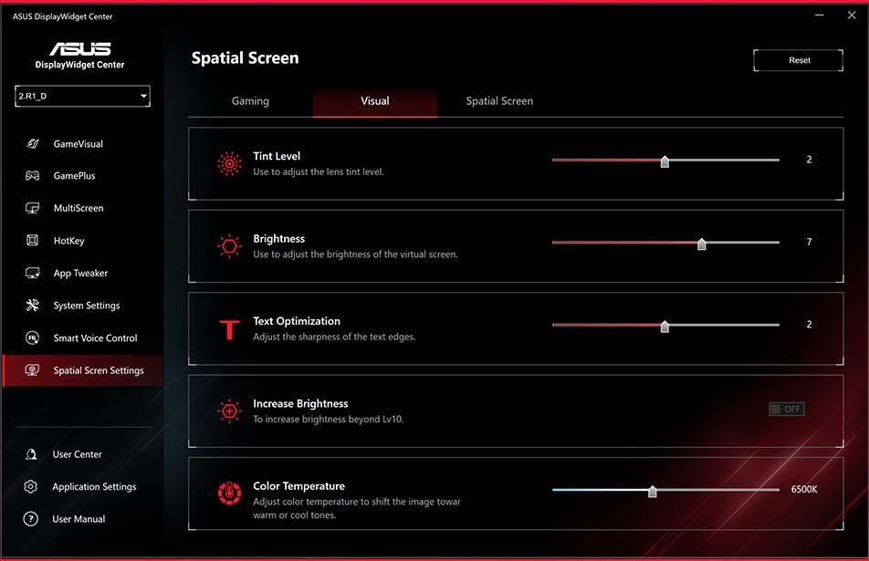 Rog Xreal R1 Display Widget Center