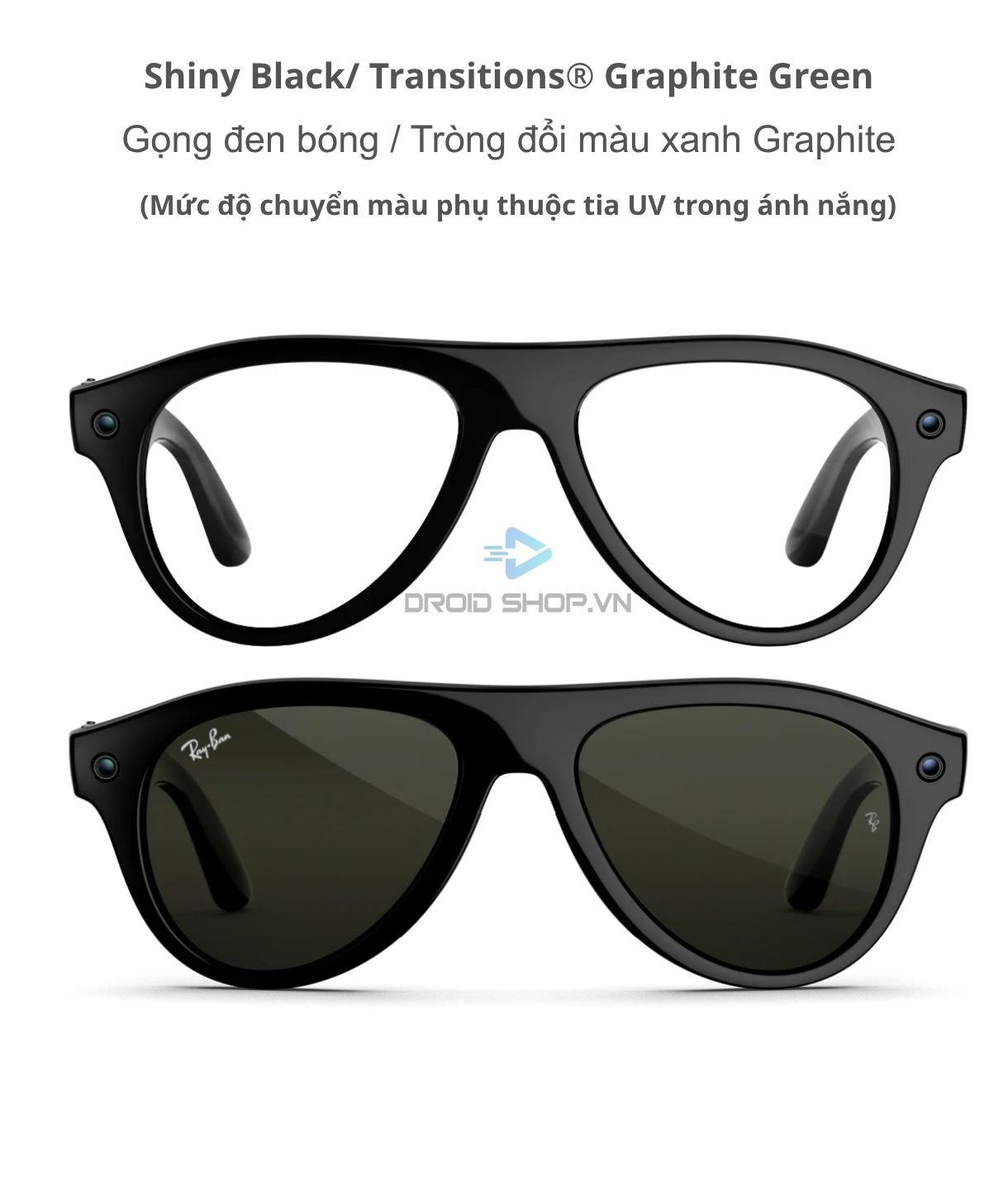 Ray Ban Meta Aviator Gen 3 Shiny Black Transitions Green