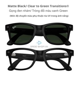 Ray Ban Meta Wayfarer Gen 3 Matte Black Clear To Green Transitions