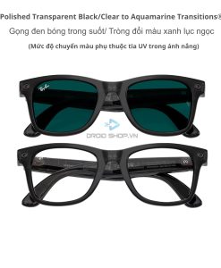 Ray Ban Meta Wayfarer Gen 3 Polished Transparent Black Clear To Aquamarine Transitions