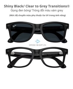 Ray Ban Meta Wayfarer Gen 3 Shiny Black Clear To Grey Transitions
