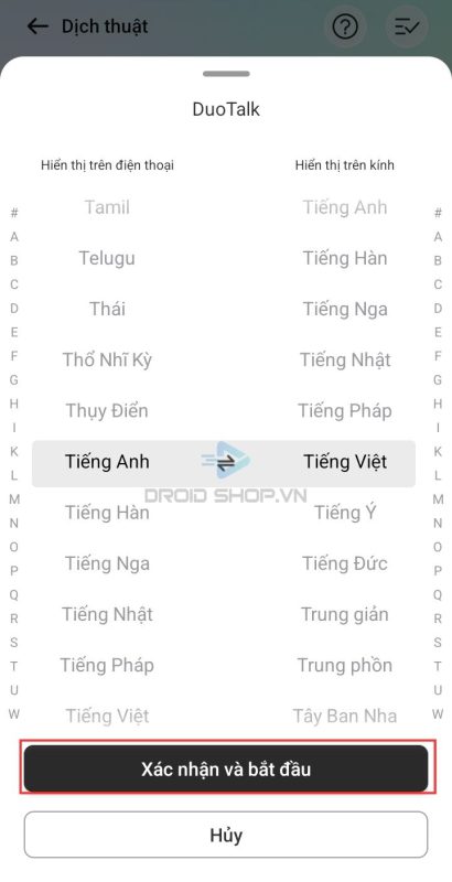 Sau Khi đã Lựa Chọn Ngôn Ngữ, Bấm Vào Xác Nhận Và Bắt đầu