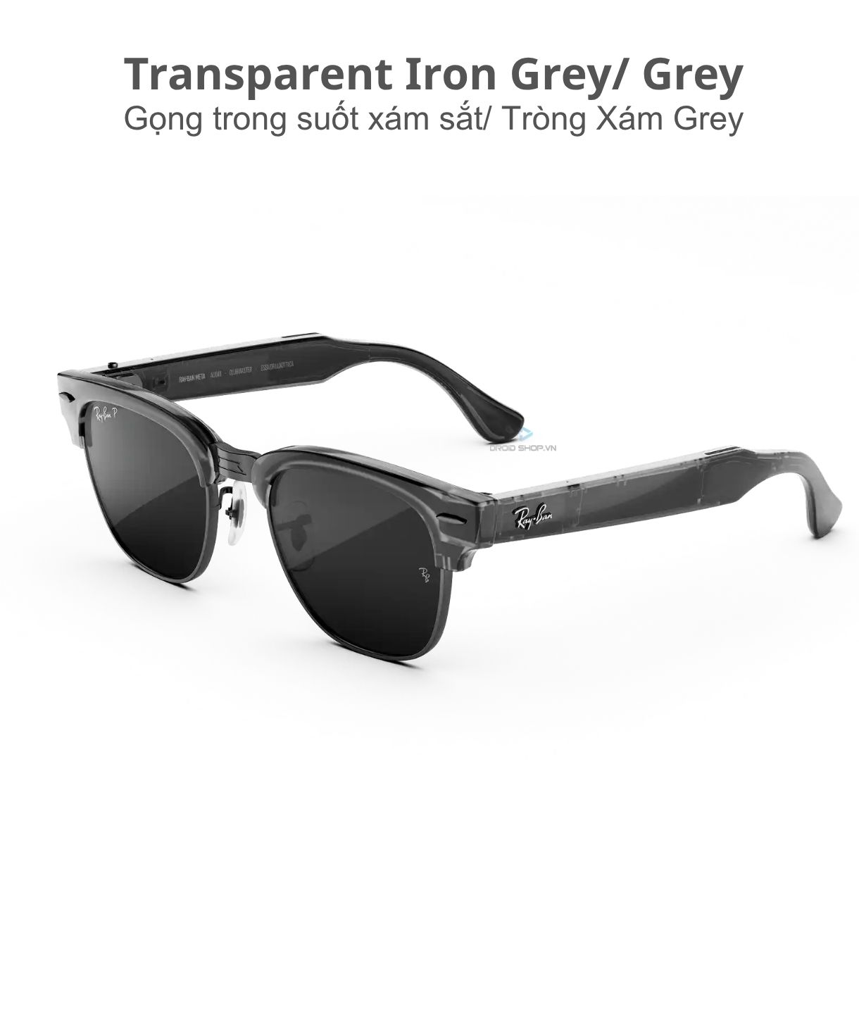 Kính Ray Ban Meta Audio Clubmaster Transparent Iron Grey Grey