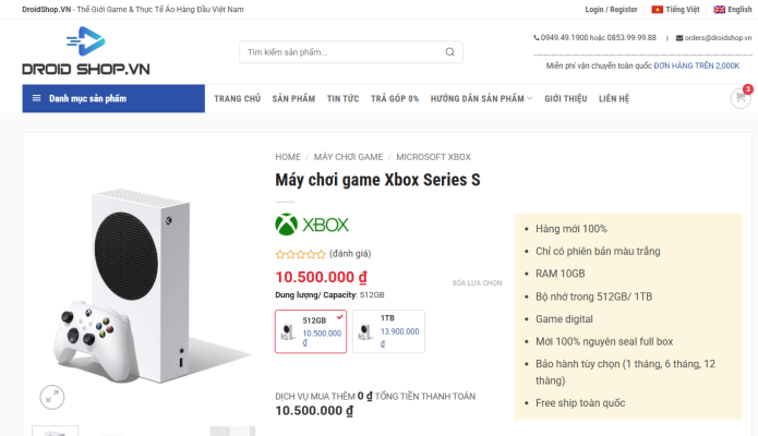 Mức Giá Của Xbox Series S Tại Droidshop